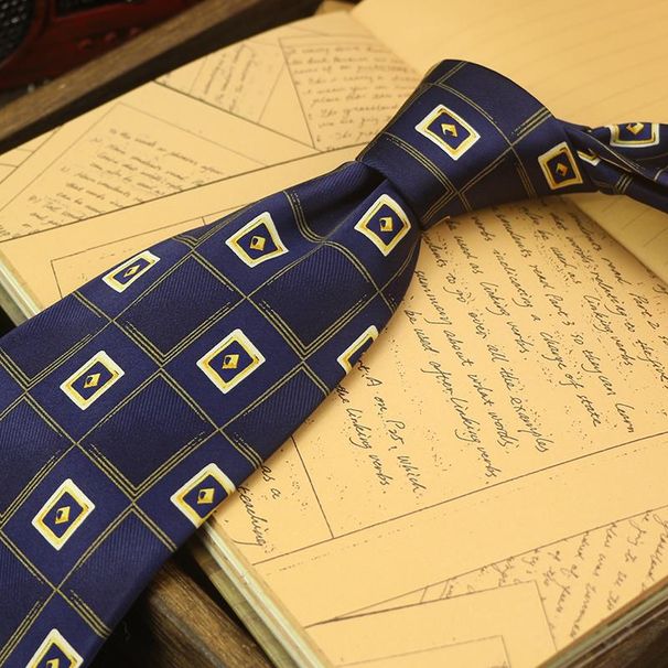 Cravatta da uomo casual in seta di gelso stampata da donna a quadri viola 10 cm, stile retrò di Hong Kong, letterario, britannico, formale, blu_voghion.com