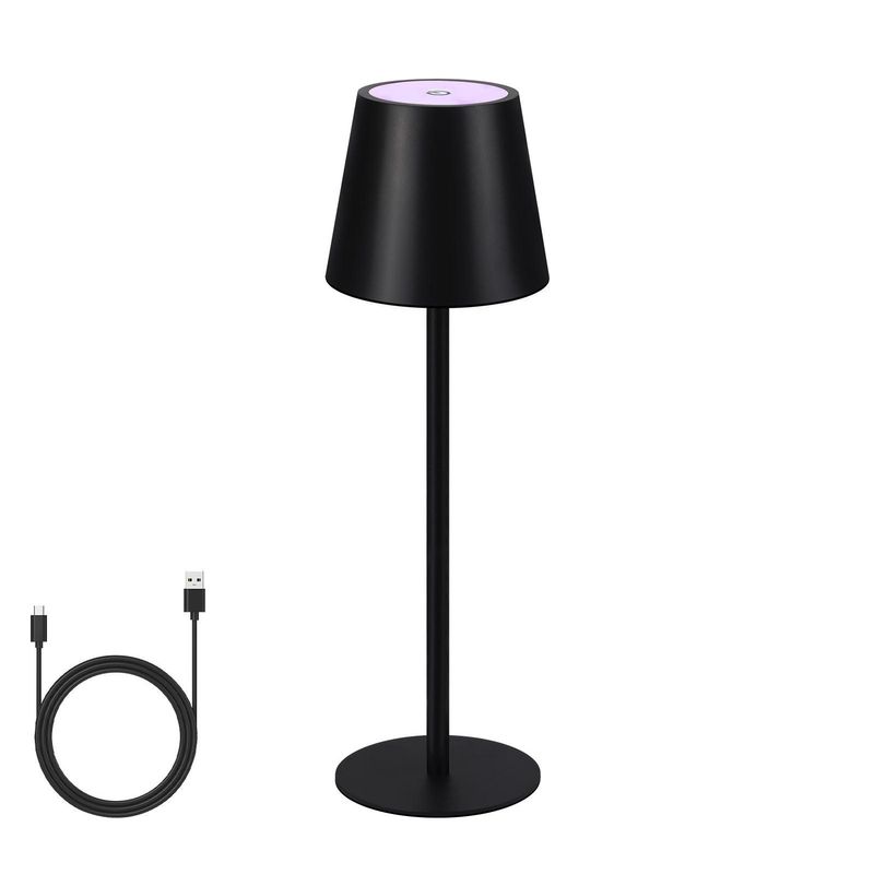 Tischlampe Schwarz Nachttischlampe Kabellos - Led RGB 2600mhA Tischleuchte Aussentischleuchte Touch Dimmbar TYPE-C Nachttischleuchte USB Akkuleuchte_voghion.com