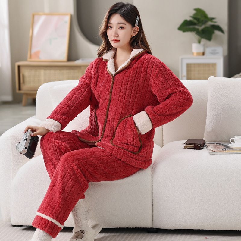 Autumn And Winter Pajamas Are Thickened, Winter Loungewear Can Be Worn Outside, And The Suit Is Warmer And Thicker._voghion.com