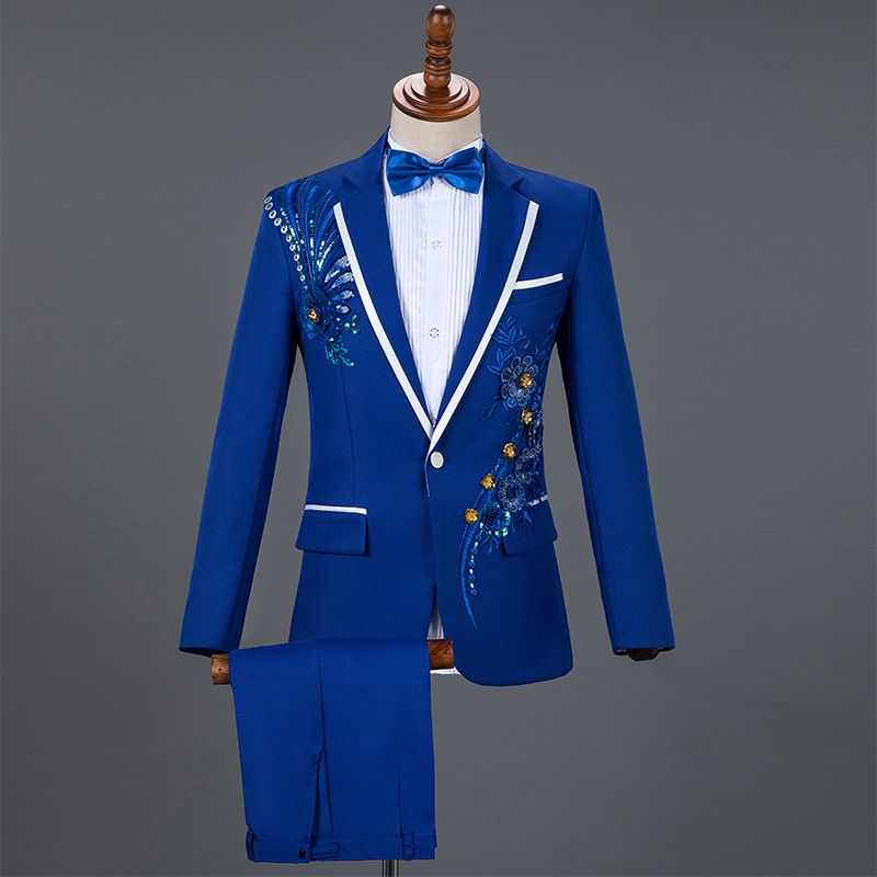 Tenue de spectacle, paillettes, ensemble, chorale de scène, robe, costume d'hôte de chanteur, costume adulte pour hommes_voghion.com