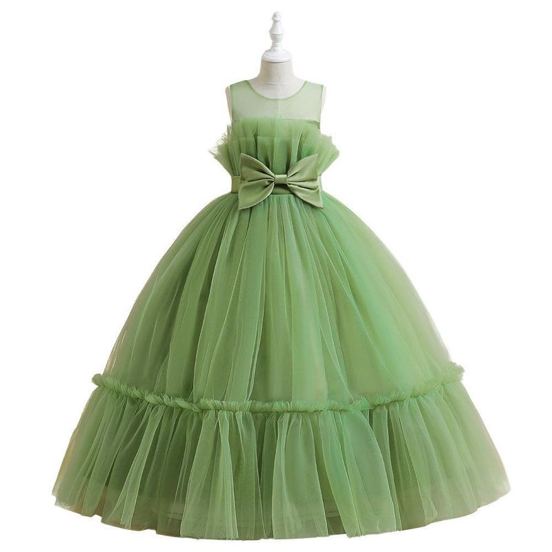 Babykleidung Mädchen Hochzeitskleid Schleife Mesh Knaufkleid Leistungskleid Kinderkleid Kleid_voghion.com