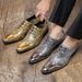 Cross-Border Gold Glossy Business Brogue European And American Fashion Large Size Lace-Up Derby Pointed Toe Small_voghion.com