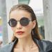 Retro Hemmed Round Frame Sunglasses For Men Round Frame Punk Style Sunglasses For Men Sunglasses_voghion.com