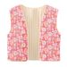 Vêtements pour femmes 2024 été nouvel article petit gilet en coton double face à motif floral_voghion.com