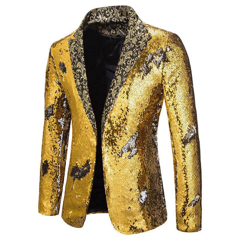 Autumn and winter new two-color sequined small plus size jacket men's performance nightclub singer suit men_voghion.com