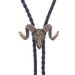 New Big Bull Head Shirt Chain Bolo Collar Rope Leather Necklace Long Tie_voghion.com