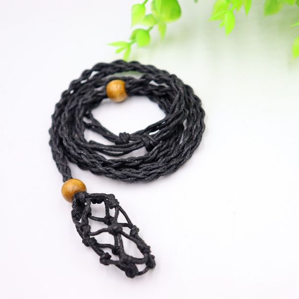 Collana con ciondolo in rete intrecciata con pietra grezza e cristallo naturale, ciondolo con rete di regolazione intrecciata retrò e corda_voghion.com