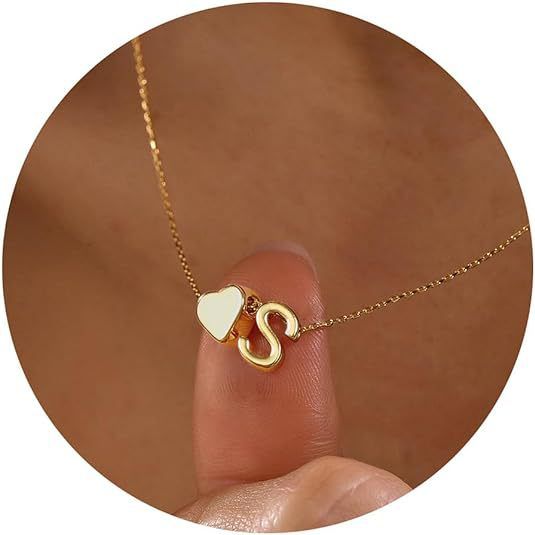 Fashion 26 English Letters Simple Necklace For Women's Creativity, Versatile Peach Heart Heart-shaped Short Collarbone_voghion.com