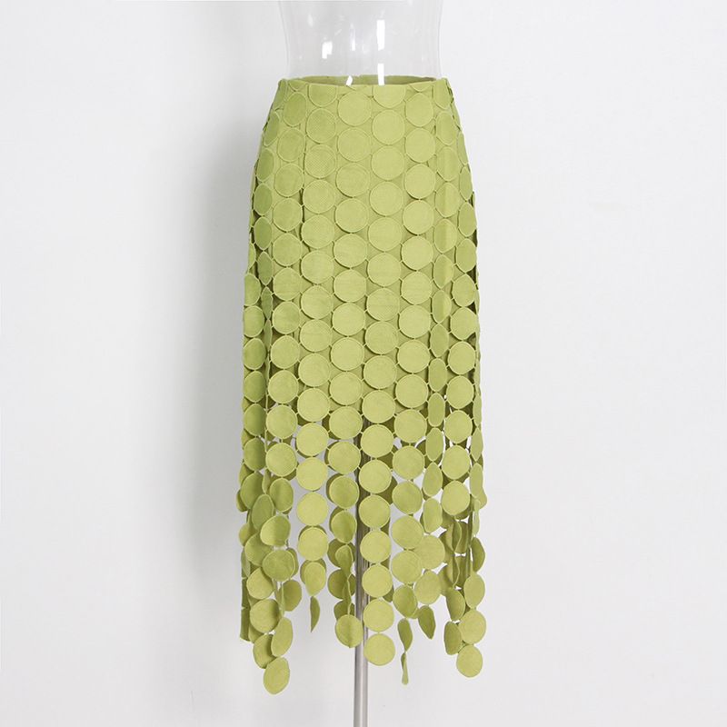 Women's Clothing hollow a line skirt new fashion high waist tassel high grade irregular skirt_voghion.com