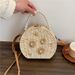 【】Borsa a tracolla rotonda in paglia con perle e fiori, da donna, per le vacanze al mare_voghion.com