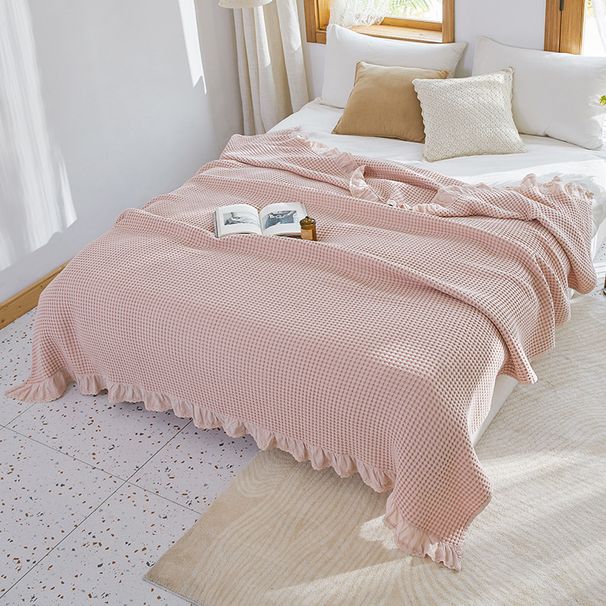 100% Cotton Waffle , 4-Layer Lightweight And Breathable Blanket Summer, Luxuriously Soft Gauze Bedding For Bed_voghion.com