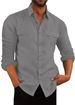 Camicia da vacanza casual a maniche lunghe con doppia tasca da uomo_voghion.com