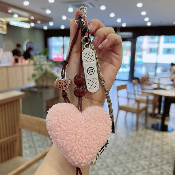 Nieuwe hartvormige handgebreide touwtashanger met luipaardprint, accessoires, pluche autosleutelhanger en ornament_voghion.com
