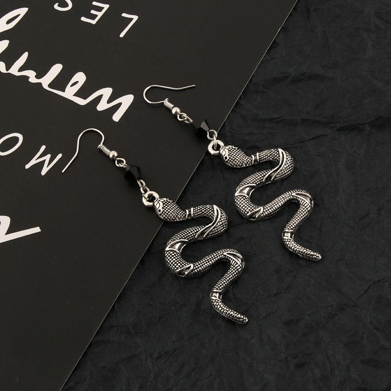 Ganci per le orecchie a forma di serpente animale Temperamento retrò della personalità ganci per le orecchie esagerati_voghion.com