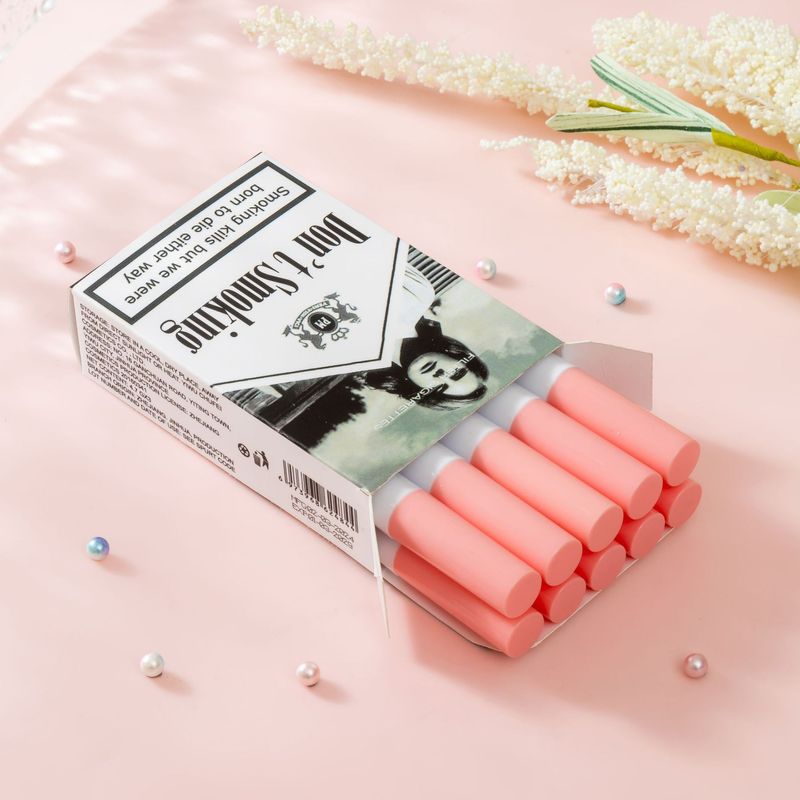 Lucidalabbra opaco antiaderente, confezione da 10, tubo per sigarette, set di smalti per labbra, rossetto liquido, trucco vellutato_voghion.com