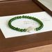 Bracelet en agate verte naturelle et calcédoine avec perles d'eau douce - Collection été pour femme | Bijouterie fine de style néo-chinois élégant_voghion.com