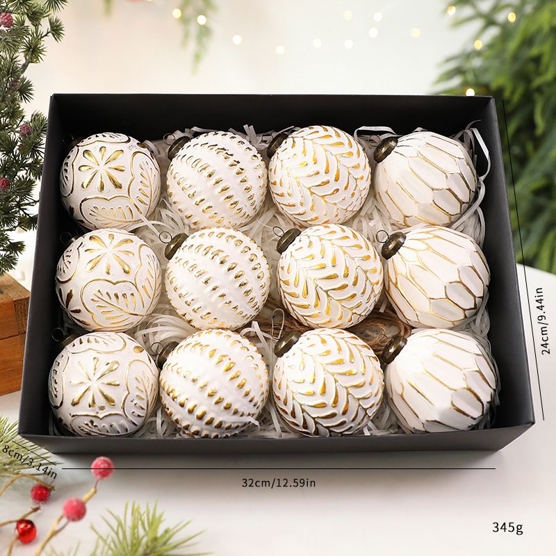 8 cm große Vintage-Weihnachtskugeln – Handgefertigte Retro-Hängekugeln für Baum- und Weihnachtsdekoration (12er-Set, matter Kunststoff)_voghion.com