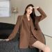 Two-Piece Loose Suit Jacket Top For Women, Autumn High-End Waist-Cinching Slimming Hot Girl Short Camisole Dress Set_voghion.com
