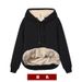 Solid Color Lamb Wool Fleece Lined Thickened 2024 New Winter Coat Hooded Sweatshirt Warm Top Wine Red 12_voghion.com