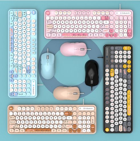 Viper K2 wired USB keyboard and mouse punk multi-color desktop computer laptop office set_voghion.com