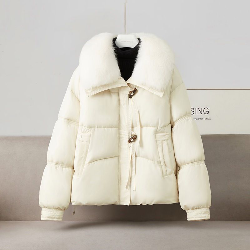 Damenbekleidung Damen Wintermantel mit abnehmbarer Kunstfellkapuze, Oversize Pufferjacke, modischer kurzer Steppmantel für Casual & Streetwear​​_voghion.com