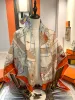 140*140cm Designer H Large Double Sided Same Color Hand-rolled Cashmere Silk Blended Shawl Pattern Orange Scarf Gift_voghion.com