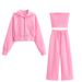 European And American Spring And Autumn Women's Hooded Sweatshirt Suit Fashion Casual Zipper Slim Sweatpants 3 Piece Suit_voghion.com