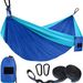 210T Nylon Parachute Fabric Color-Block Ultra-Light Outdoor Camping Single/Double Breathable Strap Rope Hammock_voghion.com