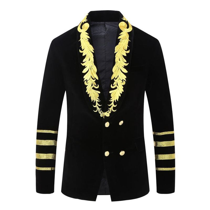 Marine-Stil-Performance für Männer, Sänger und Moderator, Bühnenkleid mit Stickereien, Gerichtsanzugjacke_voghion.com