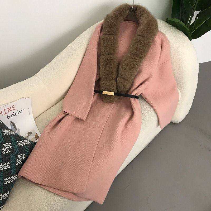 Damenbekleidung, lang, über dem Knie, weicher und modischer, lockerer Pullover, Mantel, Strickjacke_voghion.com