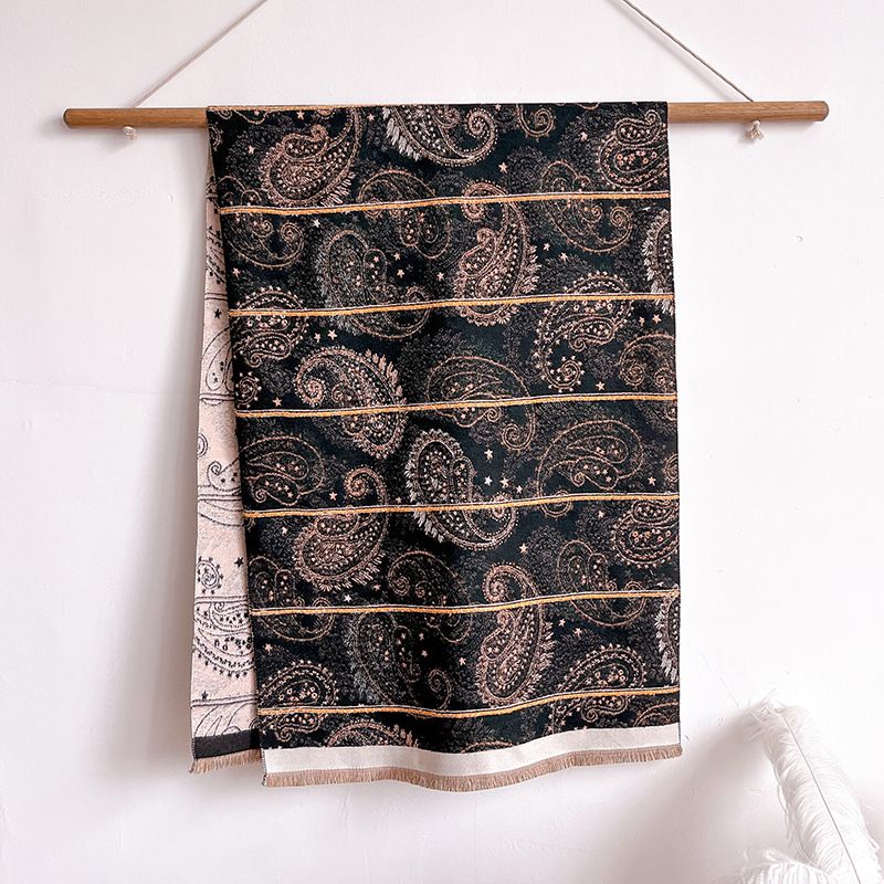 2024 nuovo stile artistico colore contrastante autunno e sciarpa in cashmere bifacciale, scialle caldo invernale di alta qualità_voghion.com