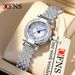 Elegant Women's Quartz Watch With Diamond Bezel, Waterproof, Round Dial, Stainless Steel Clasp, Fashionable And Dainty Round Compact Quartz Watch_voghion.com