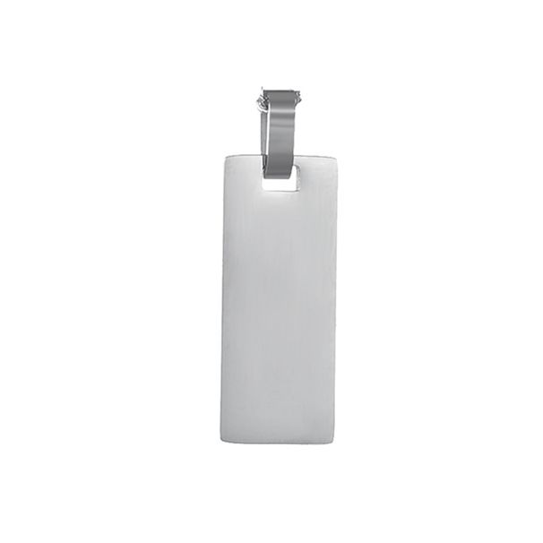 Benutzerdefinierte Lasergravur Name Buchstabe Einfache Persönlichkeit Quadratische Schnalle Glatte Militärabzeichen Anhänger Halskette_voghion.com