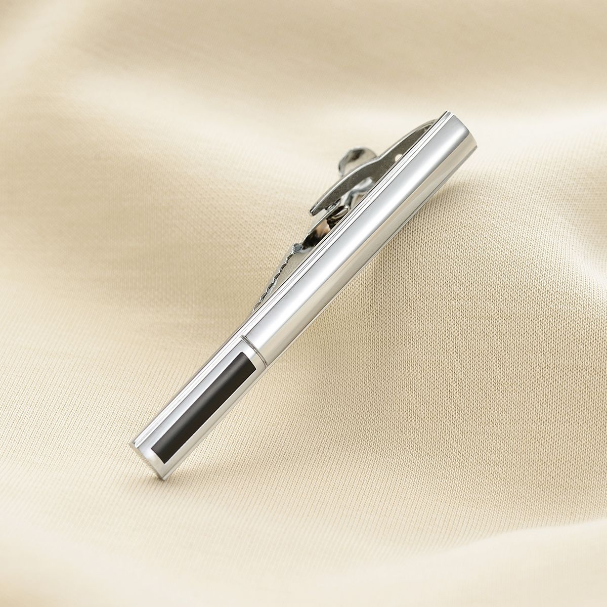 Neie Krawattenklammer Manschetteknäpper Set fir Männer Schwaarz Email Business Krawattenklammer Franséisch Hemd Manschetteknäpper Spot_voghion.com