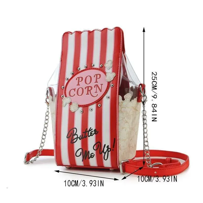 Designer 2025 Popcorn Red Stripe Design Chain Shoulder Crossbody per donne Moda Ragazze Borse e borsette Novità_voghion.com
