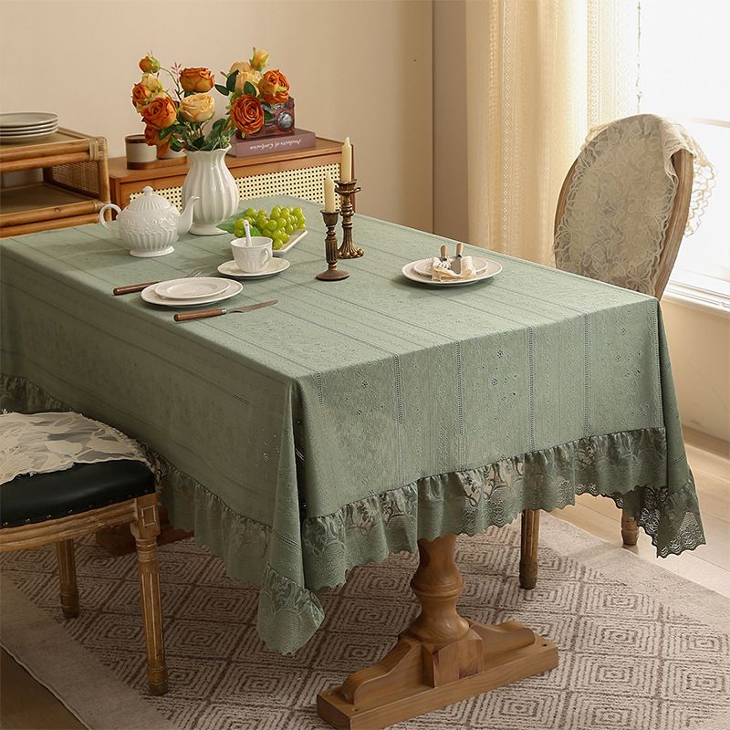 Vintage Lace Tablecloth - Elegant Nordic Style Rectangle Table Cover With Anti-Slip & Durable Polyester Fabric For Dining Table Decor_voghion.com