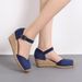 Women's fisherman shoes women's wedge heel thick sole new spring and autumn suede one word buckle high heel hollow single shoe straw_voghion.com