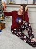 Pigiama comodo per autunno e inverno, completo da donna con pantaloni a maniche lunghe e Babbo Natale, due pezzi_voghion.com