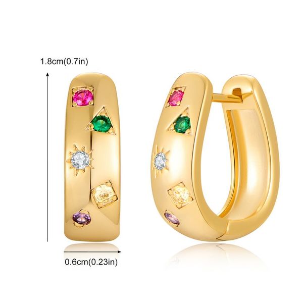 Orecchini a cerchio da donna in zirconio colorato a forma di stella a cinque punte, leggeri e di alta qualità, per autunno e inverno._voghion.com