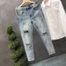 Herrenbekleidung High-End-zerrissene Slim-Jeans für Herren, verwaschene blaue Neun-Punkt-Hose, trendige Herrenmarke, trendige, hübsche Röhrenhose_voghion.com