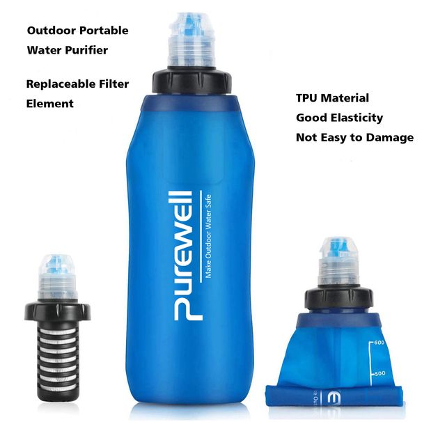 Bolsa de agua filtrada plegable de TPU suave con pajita de 500 ml para exteriores, ideal para deportes, camping, senderismo y ciclismo._voghion.com