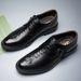 Euro Step Autumn British Style Cowhide Business Formal Men's Pointed Leather Brogue Carved Strap Monk Shoes_voghion.com