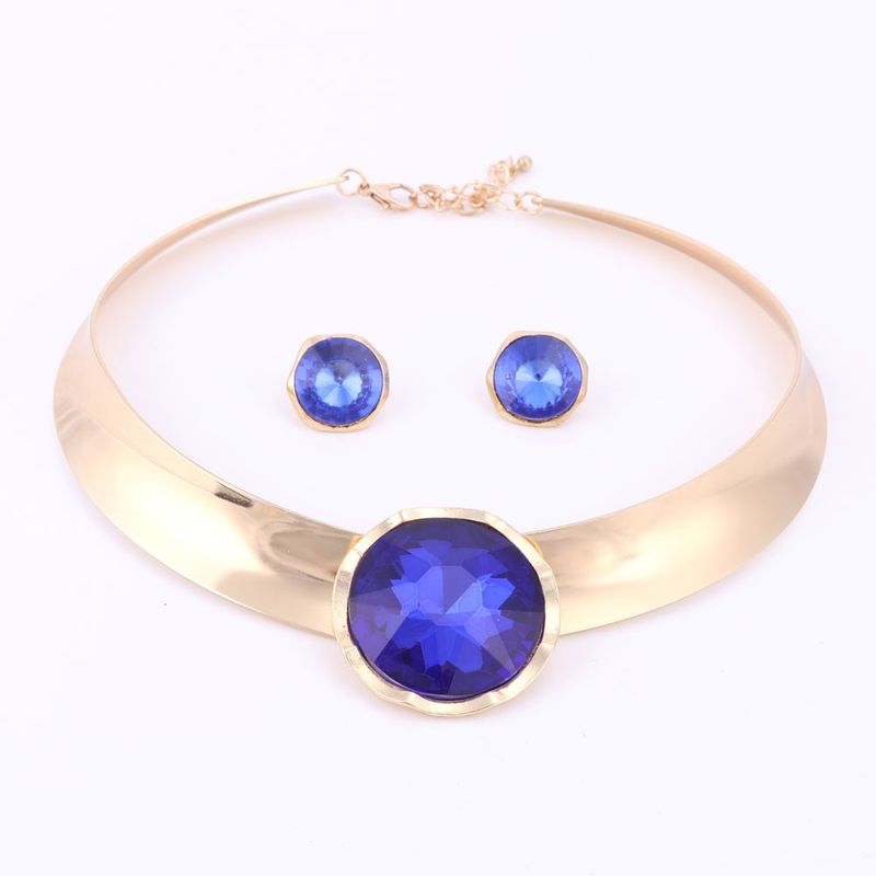 Necklace Pendant Chunky Luxury Choker Unique Crystal Statement Necklace Earring Women Party Jewelry Sets_voghion.com