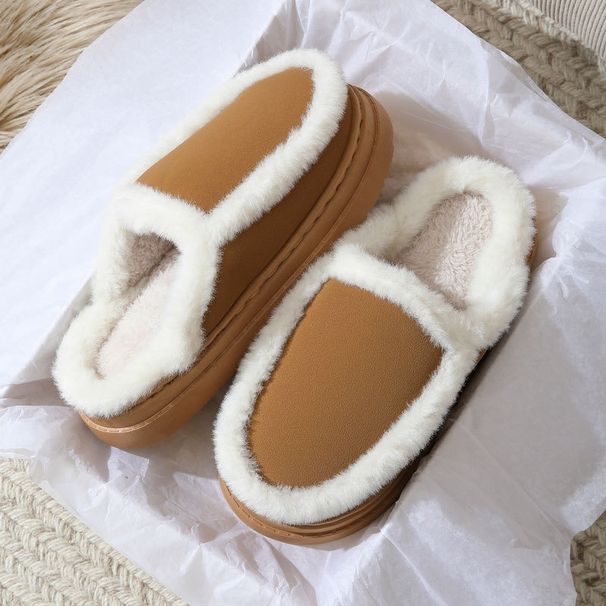 Glide Cross Border Hot Selling Couple Thick Soled Non Slip Indoor Cotton Home Wholesale Household Plush Warm Slippers Autumn_voghion.com
