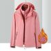 Set da trekking 3 in 1 per coppie, stile outdoor, con fodera in pile, fodera interna spessa, giacca staccabile, due pezzi alla moda_voghion.com