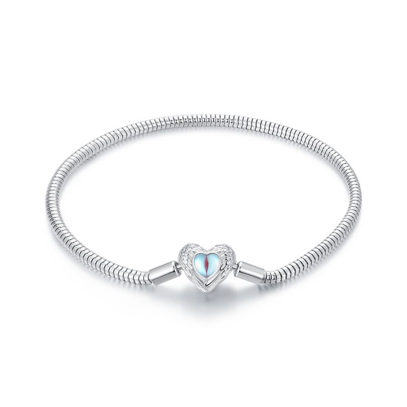Braccialetto base Heart Guardian, bracciale in argento sterling 925 per donna, compatibile con la maggior parte delle perline con ciondolo_voghion.com
