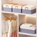 Clothes Organizer,3 Pack Large Wardrobe Storage Basket, Foldable Fabric Drawer Organizer Storage Bin With Dual Handles Boxes Transparent Label_voghion.com