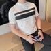 2024 Summer New Men's Short-sleeved T-shirt Chest Patch Contrasting Color Men's Elastic Half-sleeved Bottoming Shirt Round Neck Tide_voghion.com