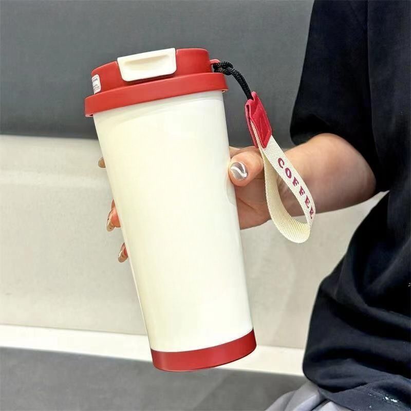 Elegant Stainless Steel Tumbler With Handle & Straw – 316 Inner Layer, Leak-Proof Lock, Modern Minimalist Design_voghion.com