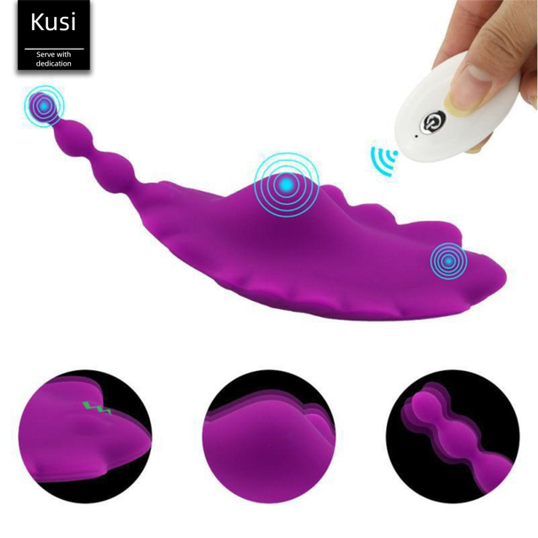 Dispositivo de masturbación de silicona con control remoto inalámbrico de 10 frecuencias para mujer, diseño de mariposa invisible, modelo Little Bee, con carga silenciosa._voghion.com
